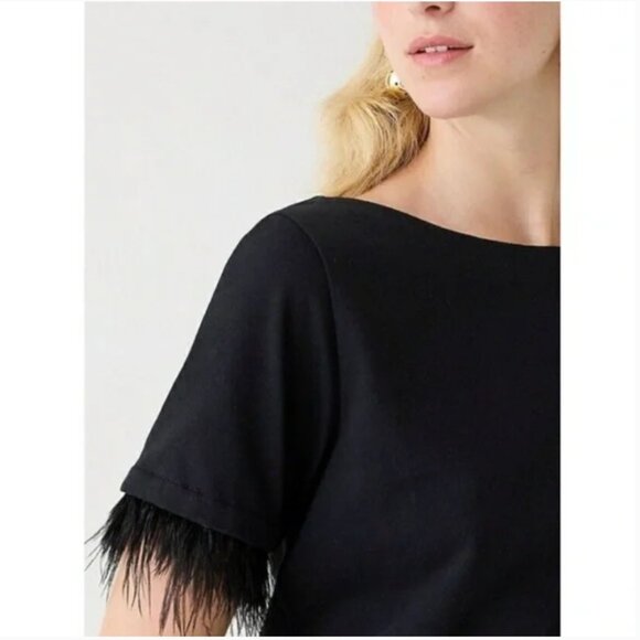 J.Crew Mariner jersey cropped boatneck T-shirt with feathers - Picture 5 of 9